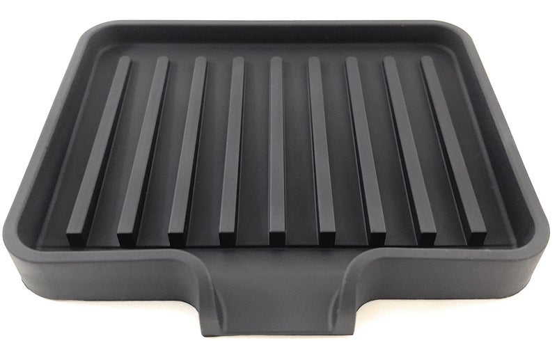 Happitasa Silicone Soap Dish Tray and Sponge Holder with Drain Chute, Pack of 2 | Bathroom and Kitchen Sink Organizer Caddy (Black, 5.2""x4"", 7.2 Ounces) - Image 1